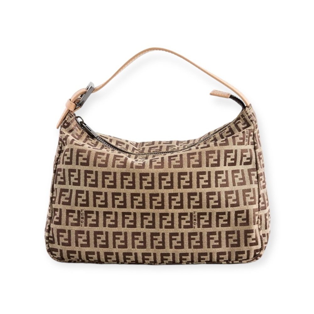 Fendi Zucchini Canvas Bag Tan, Authentic Y2K Rare handbag